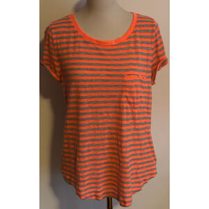 Women's SO Orange Gray Striped Short Sleeve Tee Juniors XL